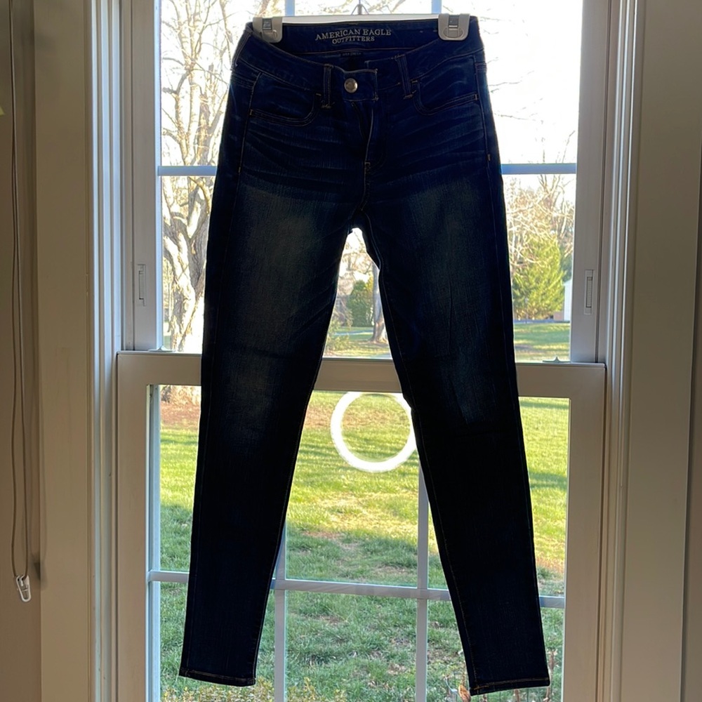 American Eagle Outfitters Blue Jeans super stretch jeggings sz 4